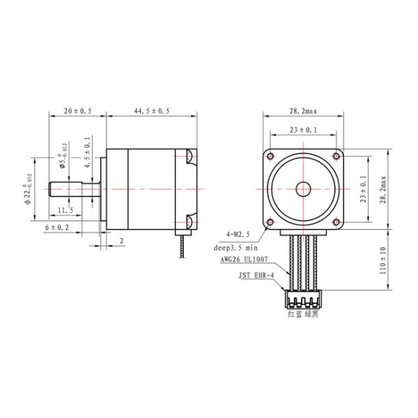 NEMA 11 Mini Stepper Motor 0.67A 95mN.m 44.5mm Body For Medical Equipment