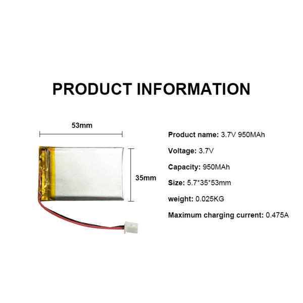 3.7v Lithium Polymer Battery 950mah 1000mAh LiPo Battery Cell 583450 603450