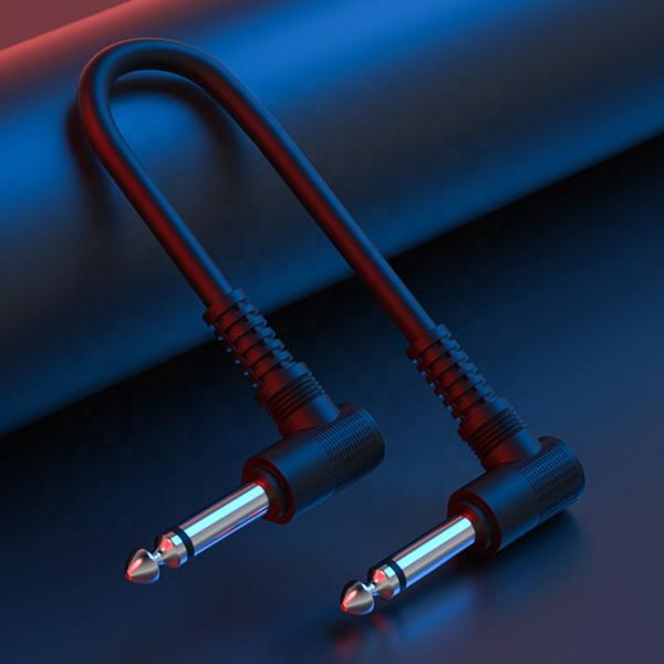 Custom 15cm 90 Degree Angle 1/4 TS Jack Electric Instrument Guitar Patch Cable