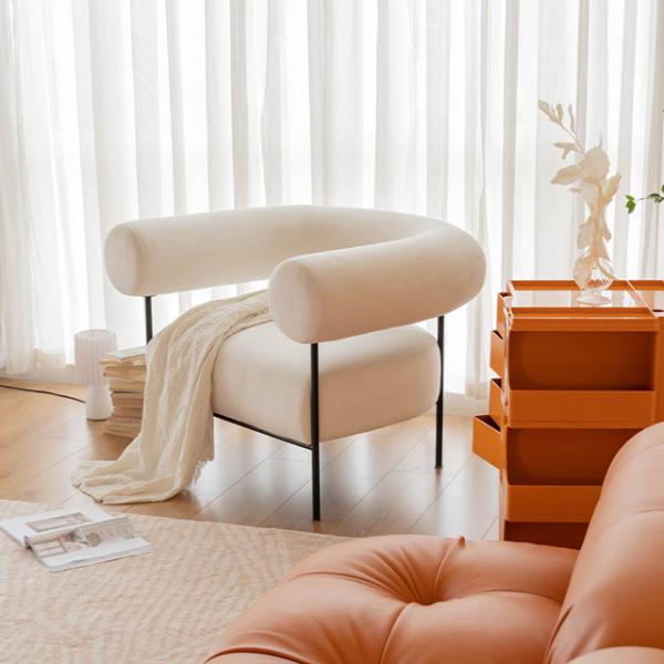 White Cloth Fabric Leisure Chair Filling With 45d High Rebound Sponge