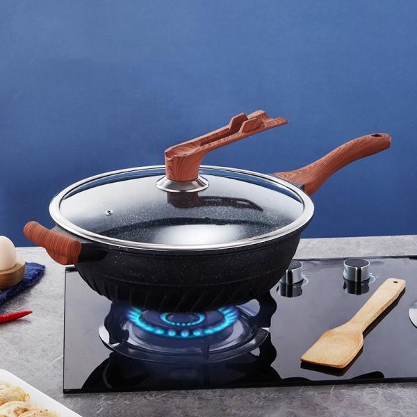 Quality Hot Selling Maifan Stone Coating Saute Pans Aluminum Frypan Non Stick Deep Frying Pan With Lid for sale