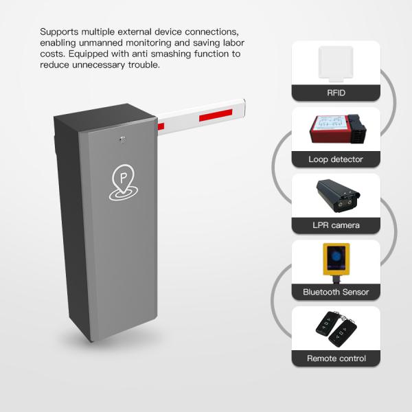 HCW Full Automatic Parking System Straight Boom Barrier , 1-6m Arm RFID Boom Barrier Gate