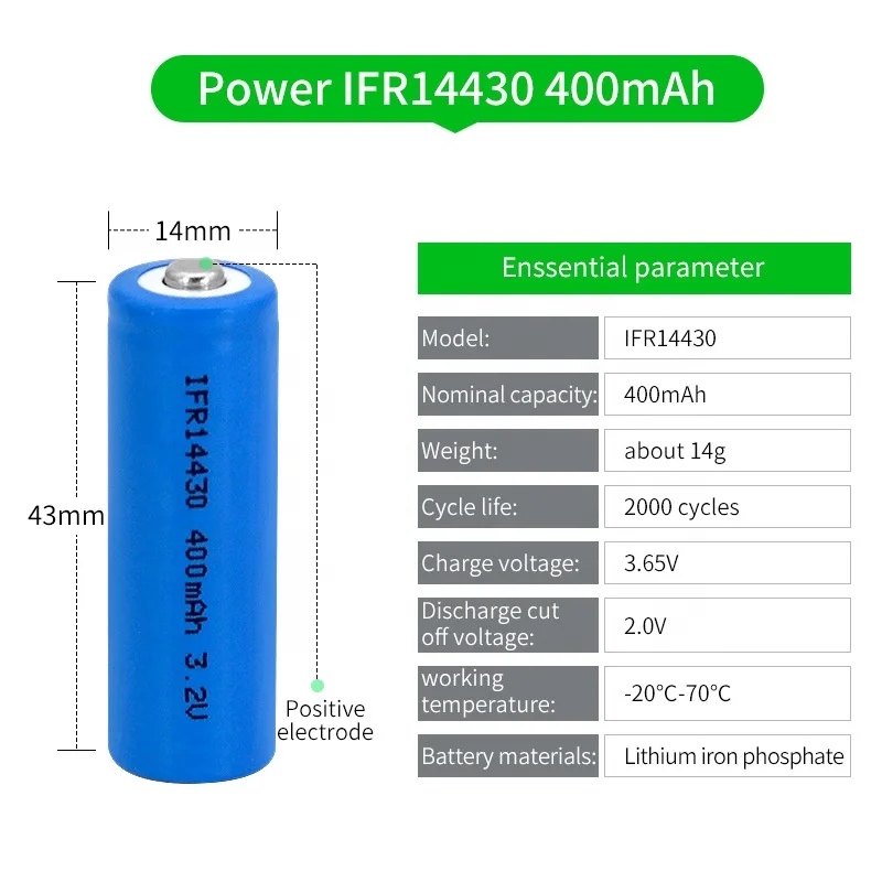 Small Li Ion Cylinder Lithium Battery 14430 14450 18500 18350 550mah 600mah