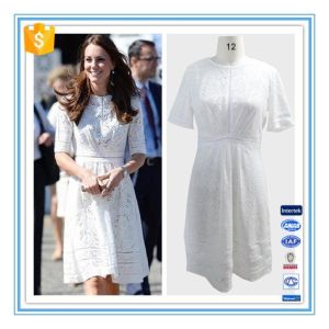 China European Summer Fashion Elegant White Lace Cotton Dress Pattern Wholesale wholesale