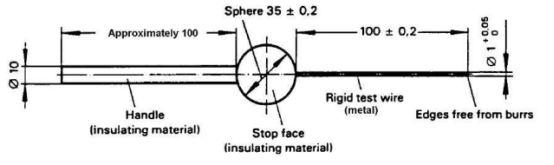 IEC60529 IP4X Testing Equipment Test Probe D For IP4X / Test Wire Φ1.0-length 100