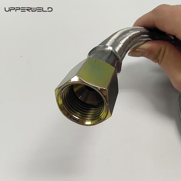 5ft Red and Silver Propane Stainless Steel Braided Camper Tank LPG Gas Hose with Gauge