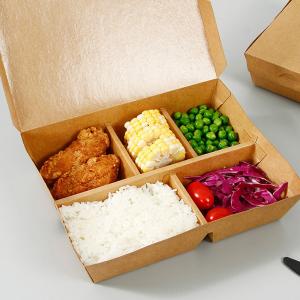 China 5 Squares of Brown Paper Lunch Box Eco-Friendly and Customizable Packaging for Fast Food on sale