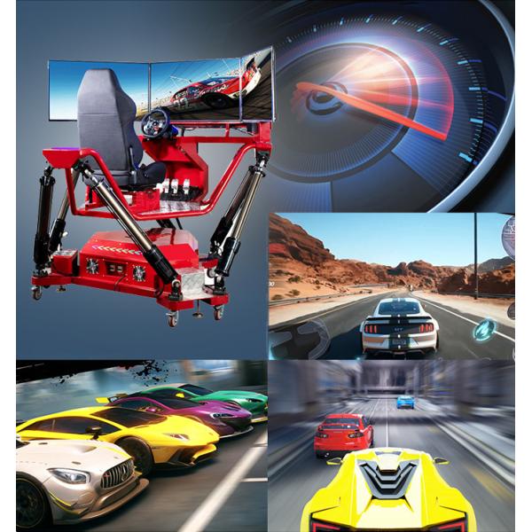 7000W Racing Car 9D Vr Simulator Six Axis Three Screen 5.8m2 Venue size