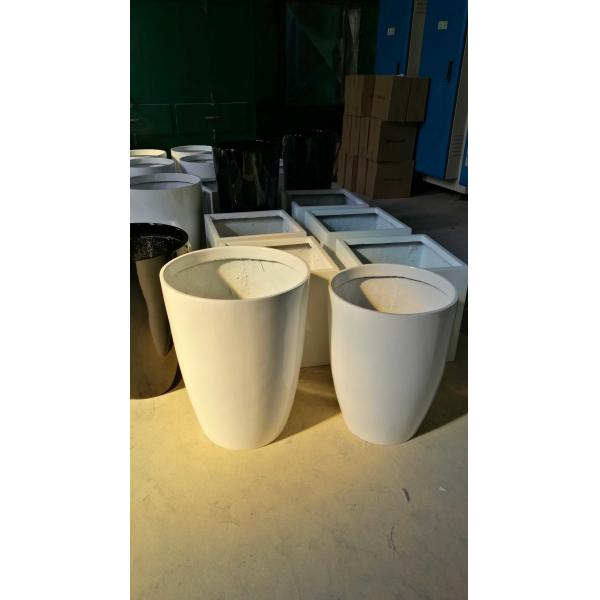Round Large Fiberglass Flower Pots for Outdoor Street Landscape
