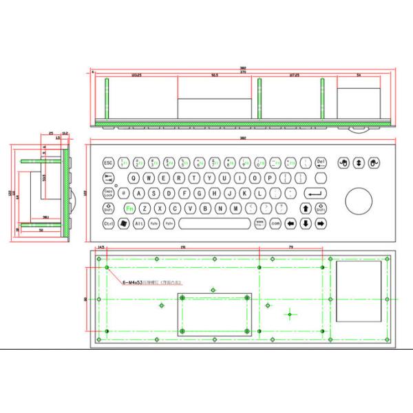 Outdoor Stainless Steel Mechanical Keyboard With Trackball Rain Proof Ip67