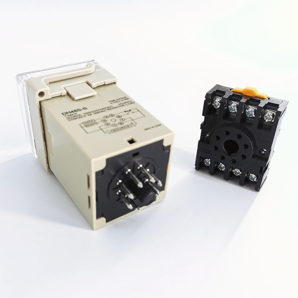 DH48S-S110V 220V 380V AC 24V 12V DC 0.01S - 99H 99M 8 Pins Digital Timer Switch Time Delay Relay with Base Socket