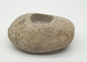China Natural River Stone Candle Holders , Stone Tea Light Holder Backside With Pads wholesale