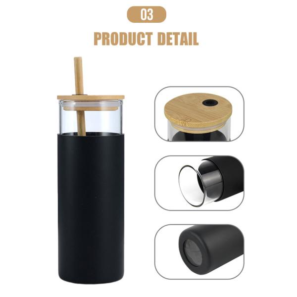 Customised Transparent 500ML Glass Tumbler Reusable Glass Water Bottle With Silicone Sleeve And Straw Applied As Gifts For Employees Friends Coworkers