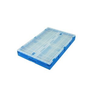 China 650*440 mm Series Plastic Collapsible Tote Boxes Attached Lids Stacking wholesale