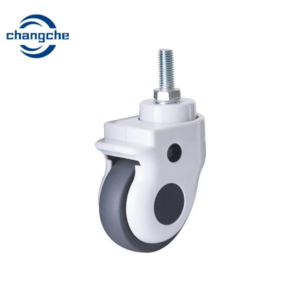 Quality TPR Rubber Hospital Bed Caster Wheels Beige Swivel Threaded Stem Locking Castor Wheel for sale