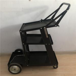 China Black Iron 3 Tiers Mig Welder Cart Rolling Welding Cart With Drawers Tank Storage wholesale