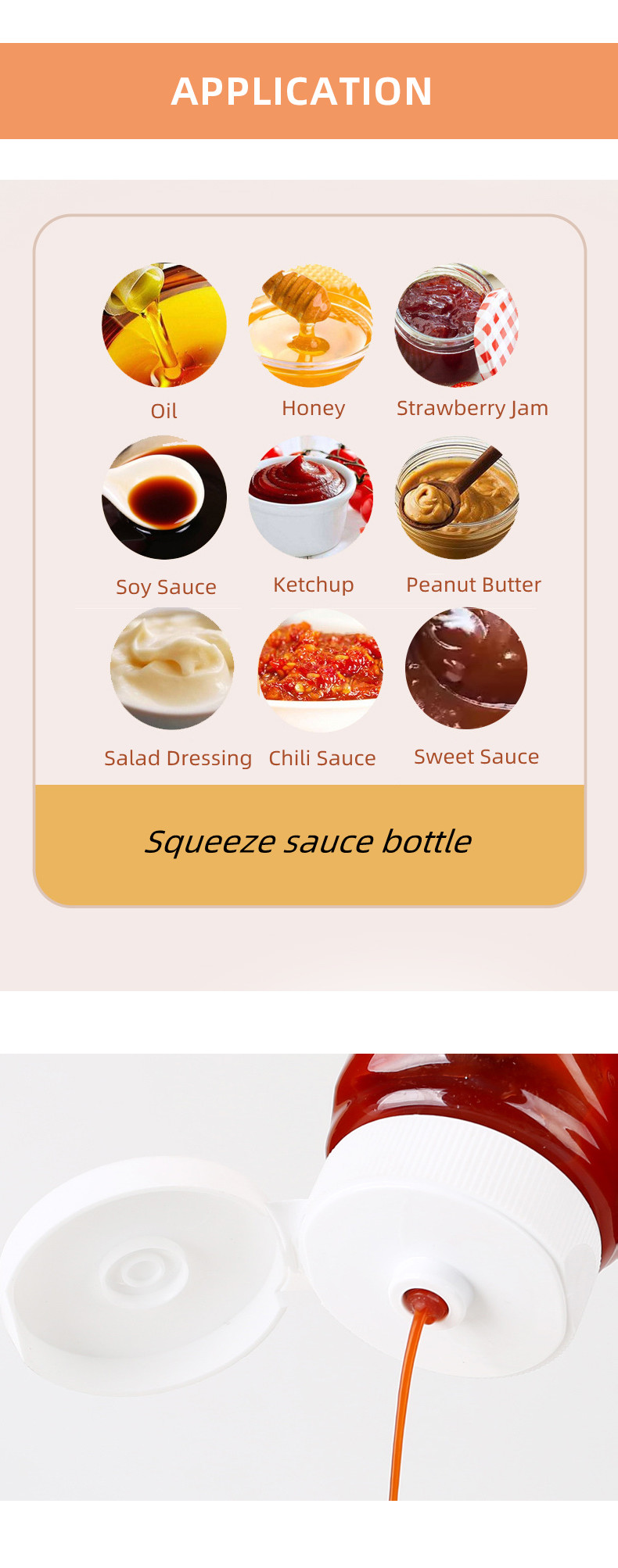 Reusable Plastic Squeeze Sauce Bottle BPA Free Condiment Squeeze Bottle