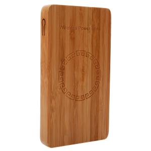 China Wooden Bamboo Mobilepal Wireless Power Bank Laser Carve Logo Customizable 204g wholesale