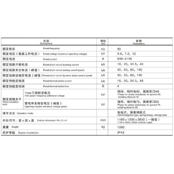 Cubicle Type High Voltage Switchgear Stationary Metal Enclosed Structure