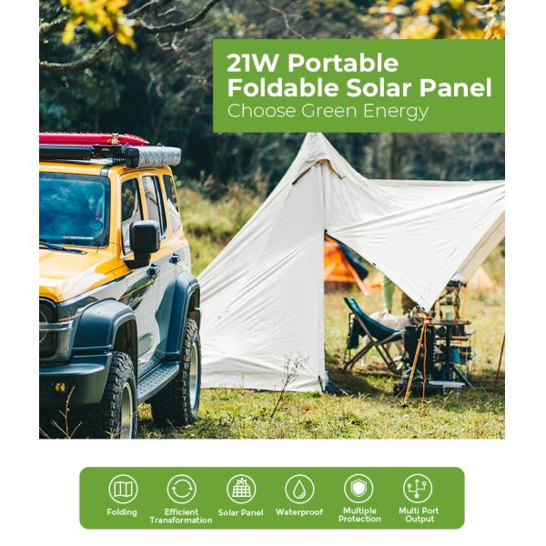Customized Outdoor Camping ETFE 21W Foldable Solar Charger Folding Portable Solar Panels With USB Port
