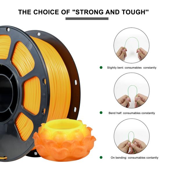 Temperature Color Change PLA+ Filament 1.75mm Color Change Orange to Yellow 3D Printer Filament PLA + for FDM 3D Printers
