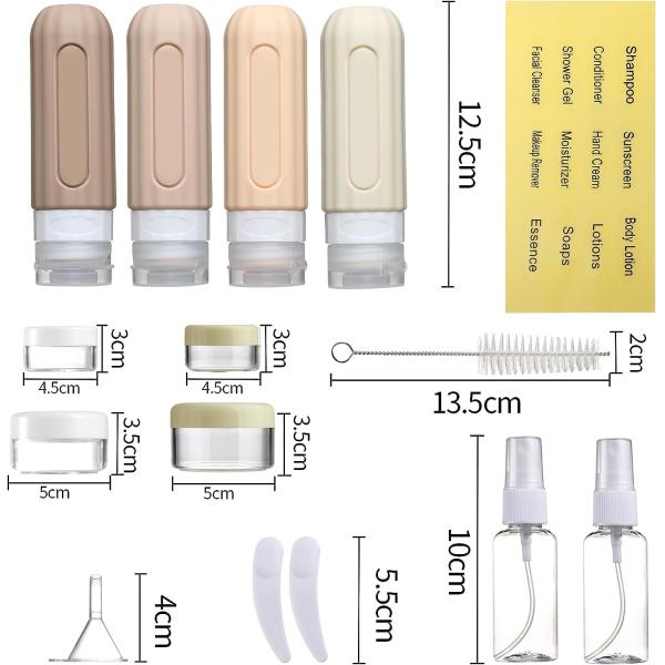 16-Piece Silicone Travel Bottle Set 90ml 60ml 30ml TSA-Approved