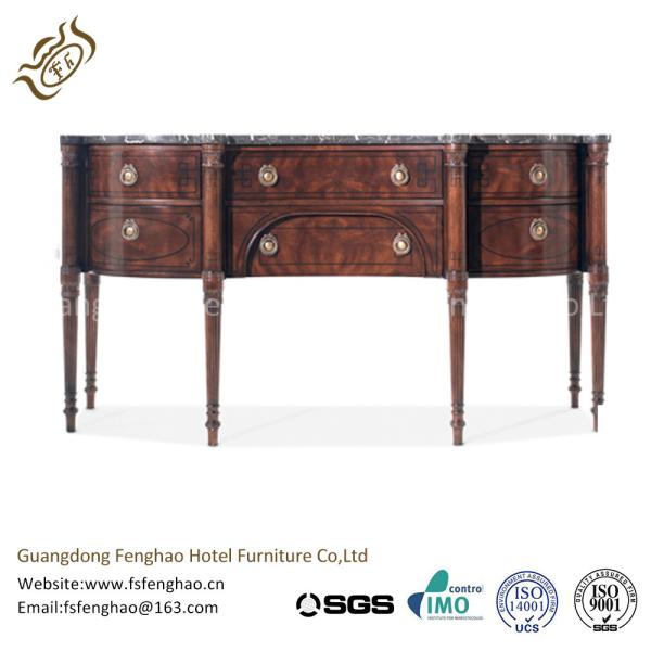 Quality Contemporary Black Wood Console Table With Drawers / MarbleTable Board Dark Oak Console Table for sale