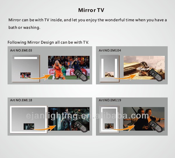 Customized Led Bathroom Mirror With TV High Brightness Water Resistant