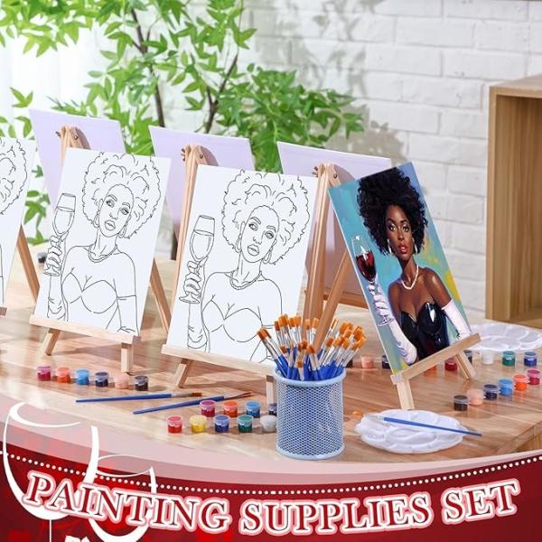 Cotton Sip And Paint Kits Pre Drawn Canvas For Adults , Pre Printed Stretched Canvas