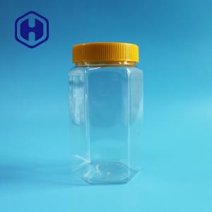 China Bulk 670ml Transparent Plastic Packaging Jar Hexagon Wide Mouth PET Food Packaging on sale