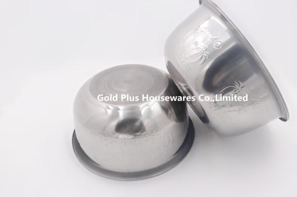 Quality 24cm Cookware set stainless steel indian basin kitchen big round wash basin with embossed lid for sale