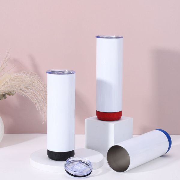 Skinny Straight 20oz Wireless Stainless Steel Smart Music Tumbler For Sublimation With Smart Speaker For Travel