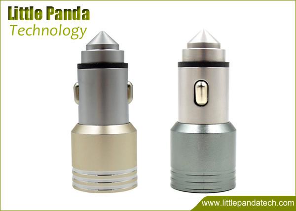 Quality Newest Stainless Steel Micro USB Car Charger with 2 Ports Hammer Car Charger Universal USB Car Charger for sale