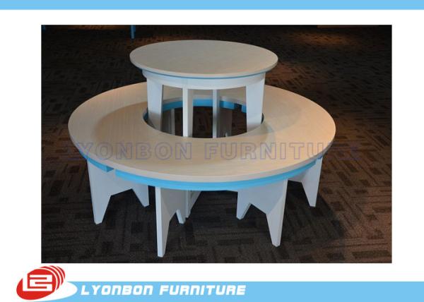 Quality Fashionable Retail Store Round Gondola Display Table White For Hand Bags for sale