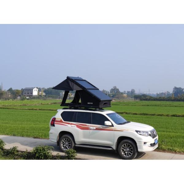 320G Polyester Cotton Triangle Rooftop Tent Aluminium Black Grey Color