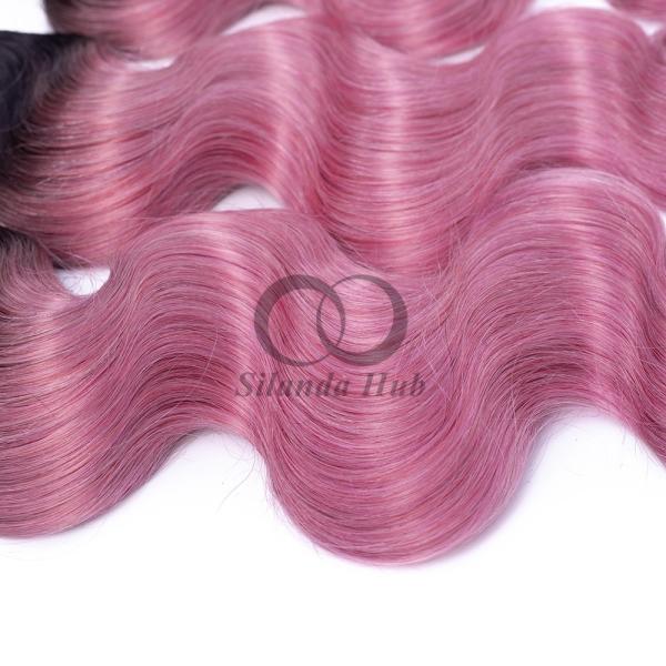 #T1B/Pink Body Wave Remy Human Hair Bundles Sew In Weave Bundles Brazilian Bundle Deals