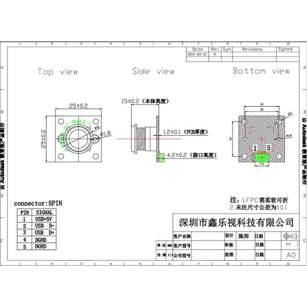 Raspberry Pi Wide Angle Camera Module 25x25mm With Galaxy GC0308