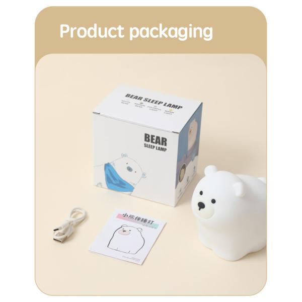 OEM Led Cute Cartoon Silicone Bear Sleep Lamp Usb Rechargeable Night Lamp Baby Bedroom Bedside Night Light