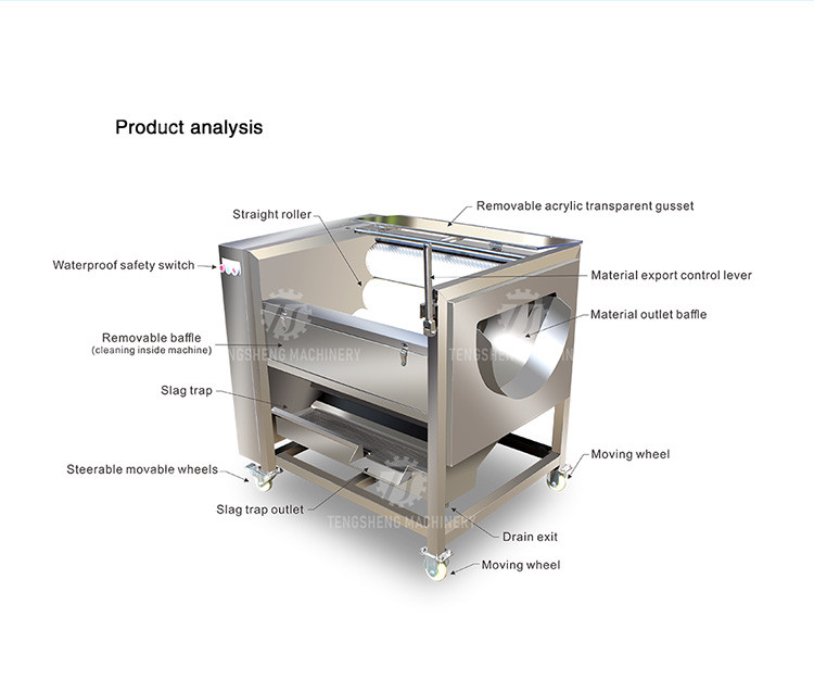 180KG Manufacturers R & D large, medium and small brush cleaning machine automatic stainless steel cleaning machine