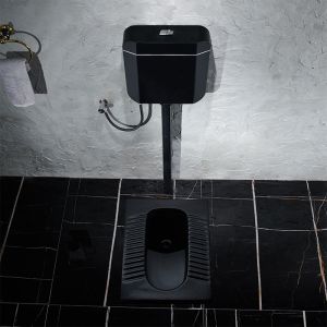 Bathroom Matt Black Ceramic Squatting Pan Satin Surface Finish