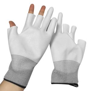 China 3 Fingers Half PU Palmfit Coated Safety Gloves Industry Use White wholesale