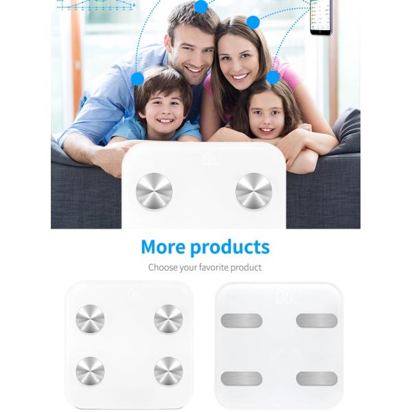 6MM Glass Platform USB Rechargeable Smart Bluetooth BMI Scale