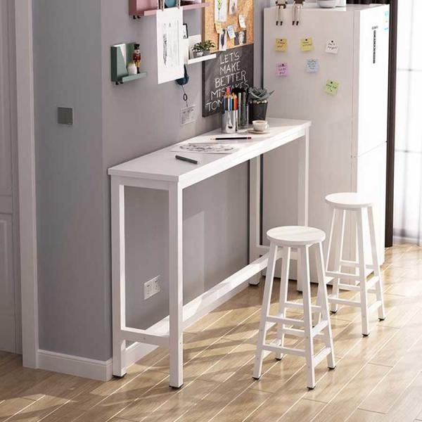Quality 1.6m White Kitchen Bar Table Stool Set Melamine MFC With Metal  Legs for sale