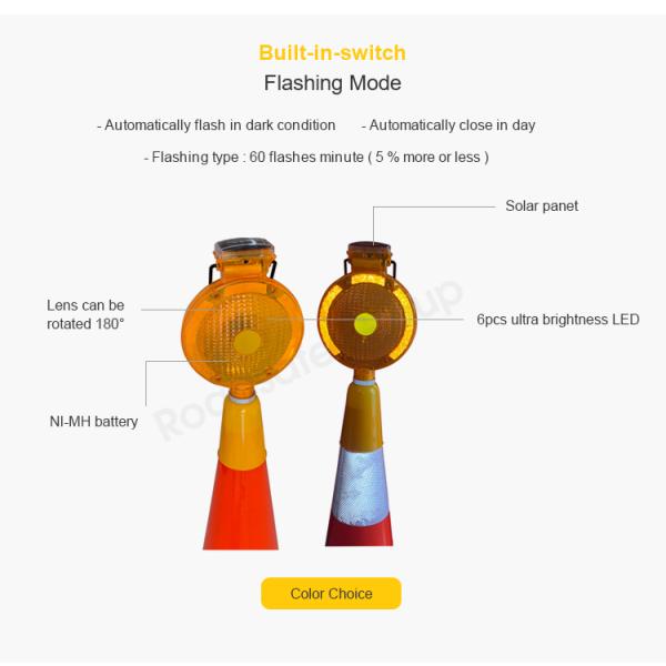 Solar Led Road Safety Warning Light Emergency Roadside Safety Led Caution Light Solar Pc Led Beacon Traffic Warning Cone