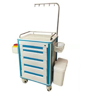 ABS material medical dispensing cart blue with wheels movable