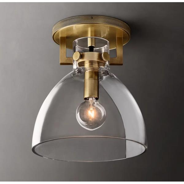 China Polished Nickel Frames Brass Glass Flush Mount Ceiling Light 40W wholesale