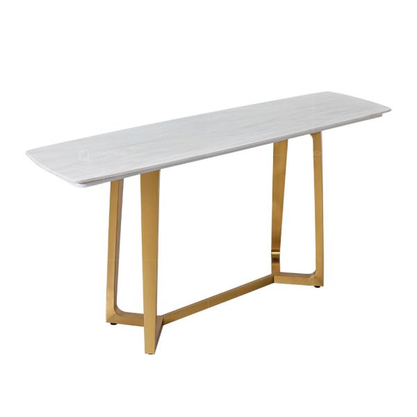 Quality Rectanagle Stick SS Marble Top Console Table 2.4 Meter Long for sale