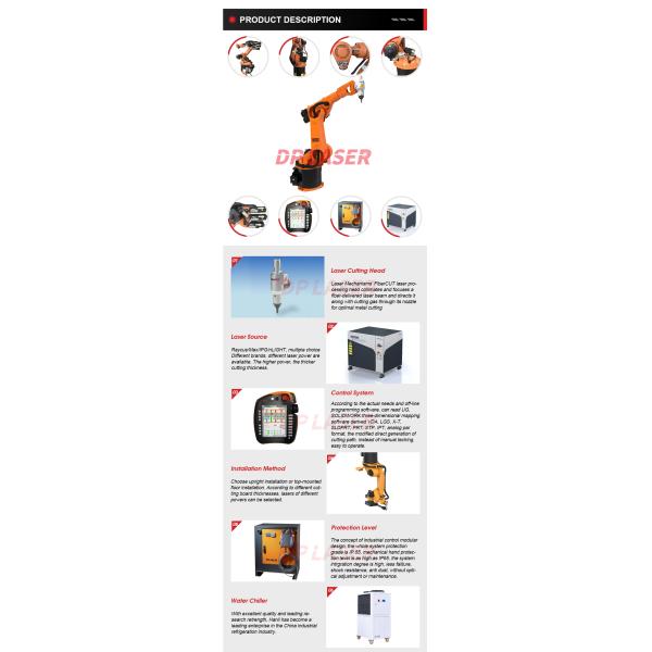 Kuka 6 Axis Robot Arm System Automatic Robot Laser Metal Fiber Laser Cutting Machine
