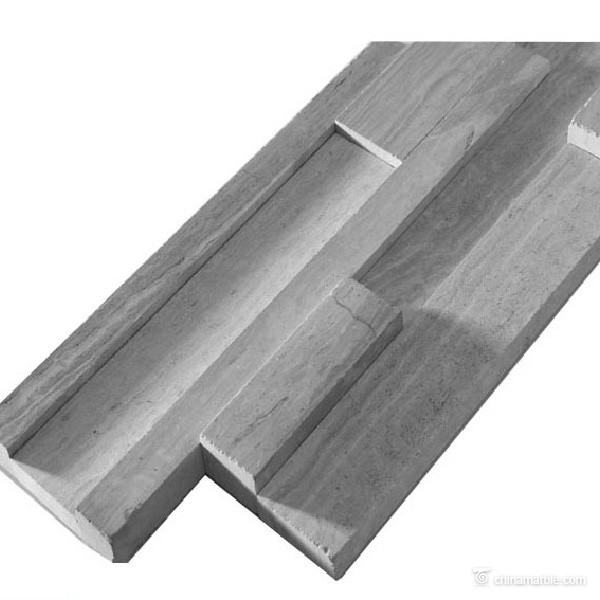 White Wooden Vein Cultured Marble Stone Ledge Panel For Wall Cladding