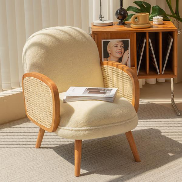 Fabric Leisure Chair Rattan Sofa Living Room Single Chair Back Chair